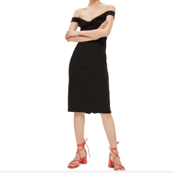 Topshop Dresses & Skirts - New TOPSHOP Twist Front Bardot Dress Size 6